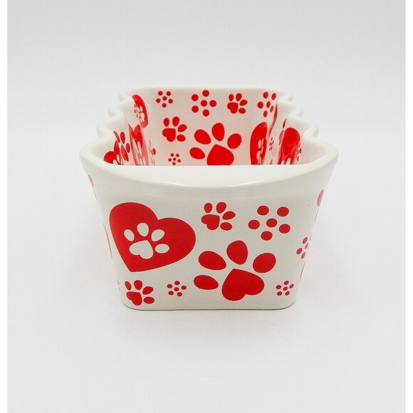 Temp-Tations By Tara Dog Paws Small Loaf Pan Red Bakeware 12 Oz Hearts Prints - Picture 4 of 10